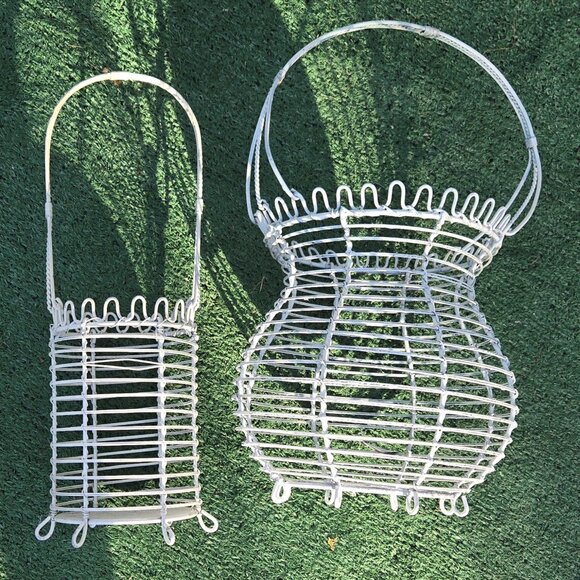 Farmhouse/Cottagecore/Rustic Iron Egg Collecting Baskets SET OF TWO - Picture 6 of 6